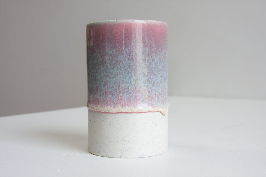 Handmade Ceramic Small Cylinder Vase - Pink & Blue