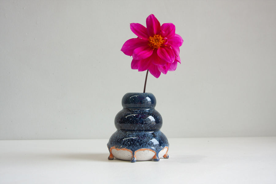 handmade ceramic dark blue and peach vase