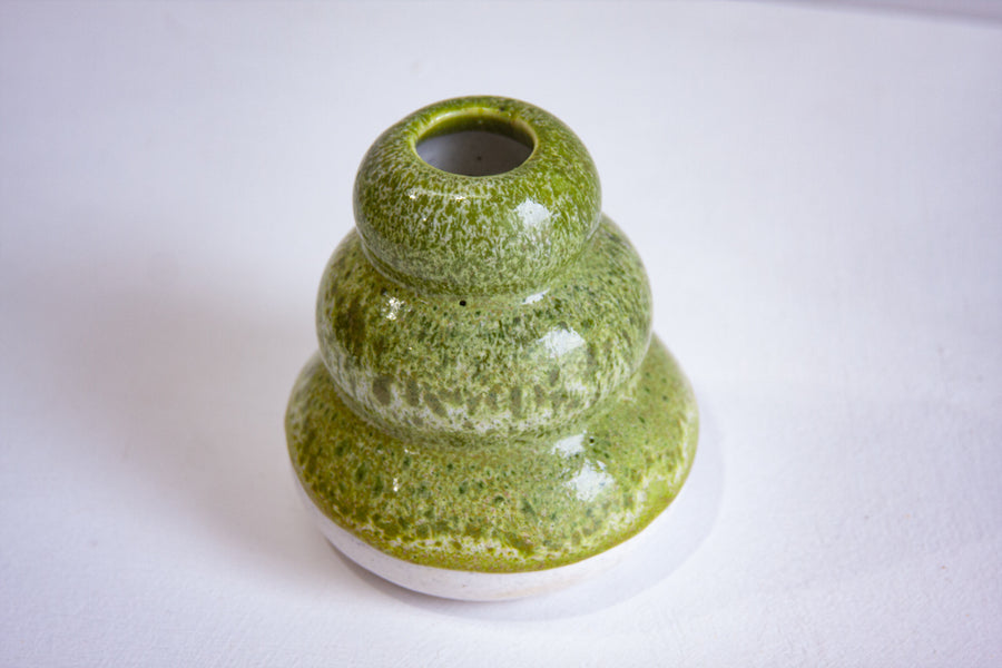 Handmade Ceramic Small Smoosh Vase - Moss Green