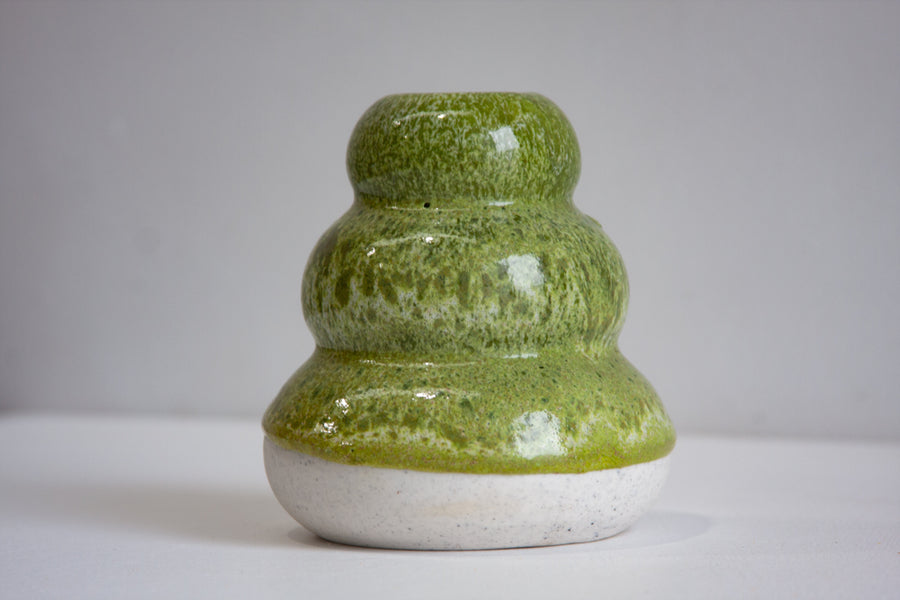 Handmade Ceramic Small Smoosh Vase - Moss Green