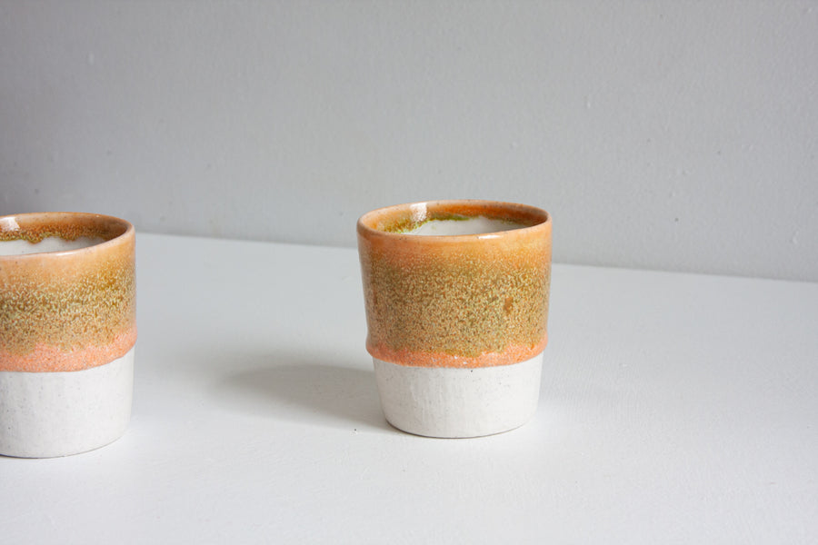 Seconds Sale Handmade Ceramic Tumbler Cup - Peach & Moss Green