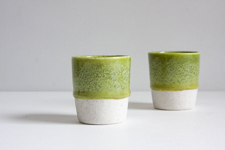 handmade ceramic green tumbler cup
