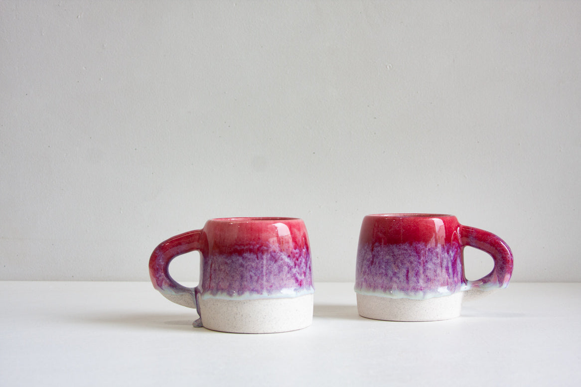 Handmade ceramic dark pink large mug
