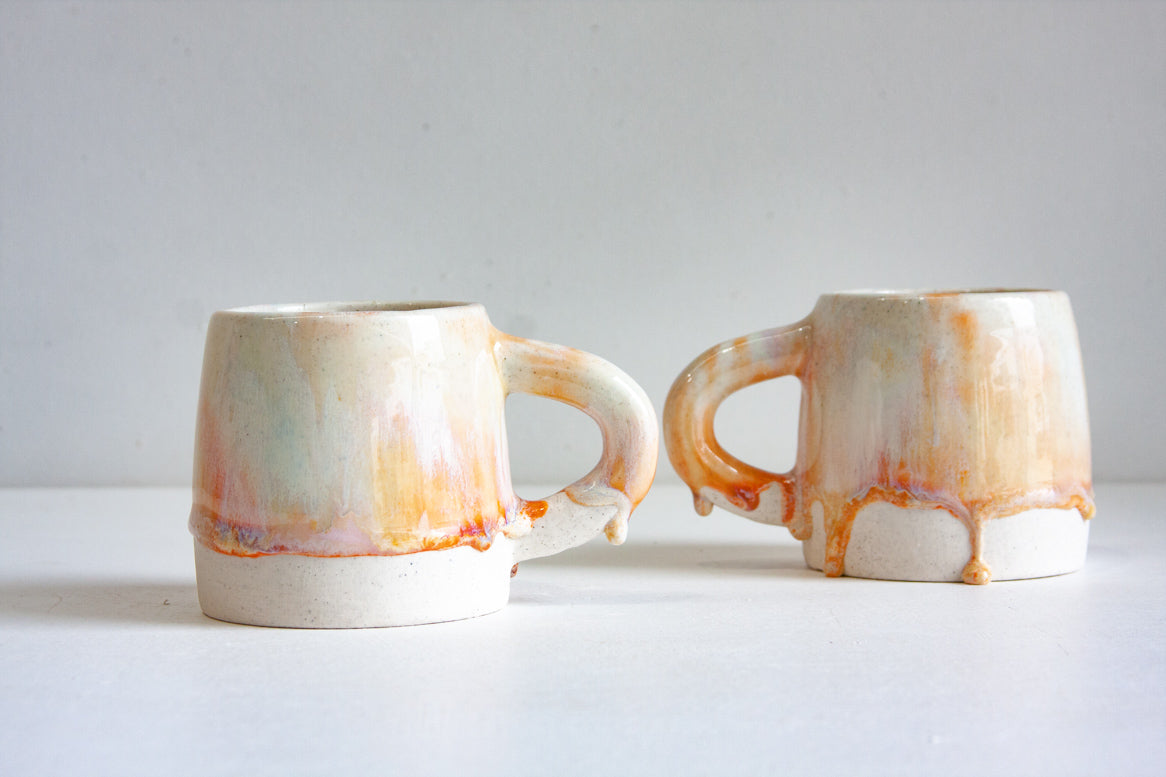 handmade ceramic pink , peach large mug