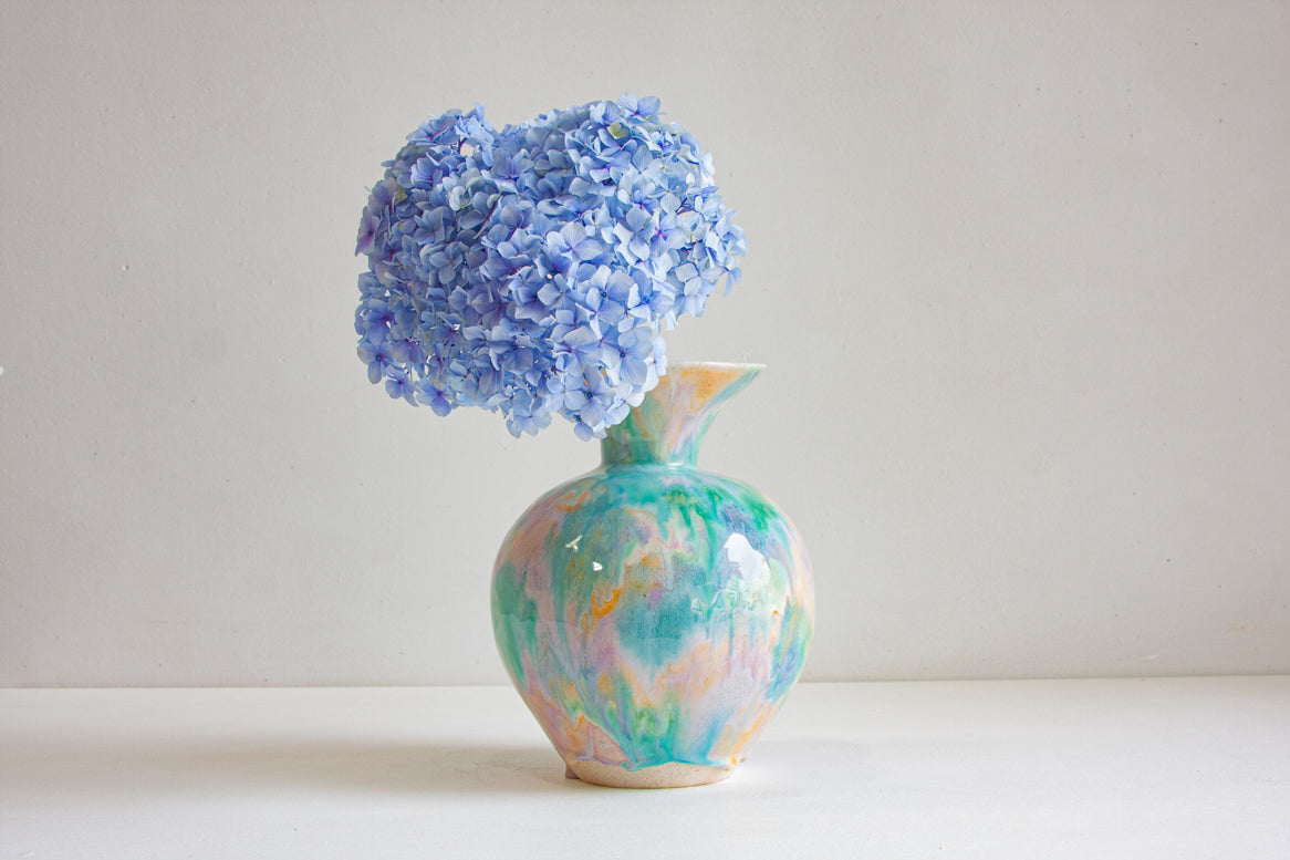 Handmade ceramic multicoloured pastel vase