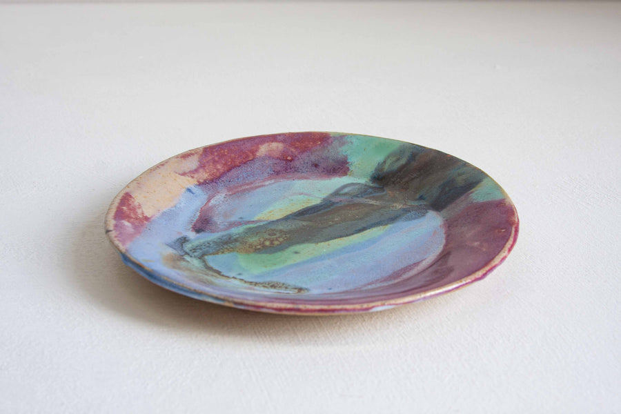 Seconds Sale Handmade Ceramic Side Plate - Blues, Greens, Plums