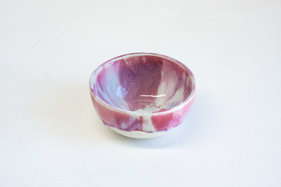 Handmade Ceramic Small Breakfast Bowl - Pink & White