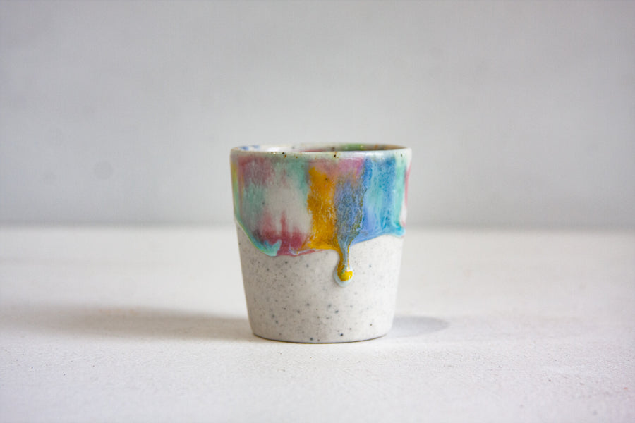 Seconds Sale Handmade Ceramic Espresso Cup - Rainbow