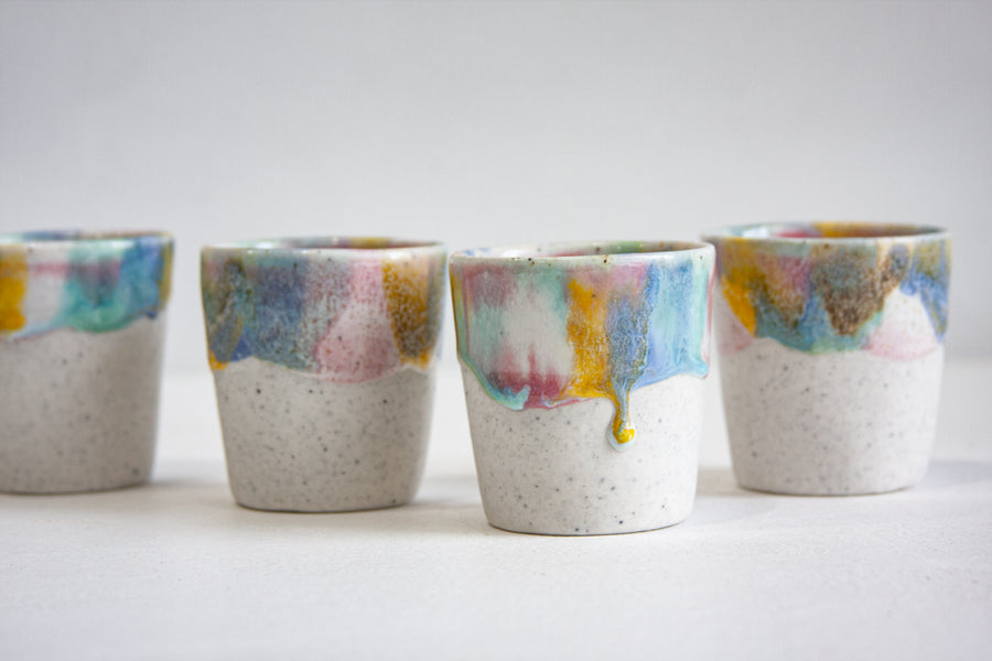 Seconds Sale Handmade Ceramic Espresso Cup - Rainbow