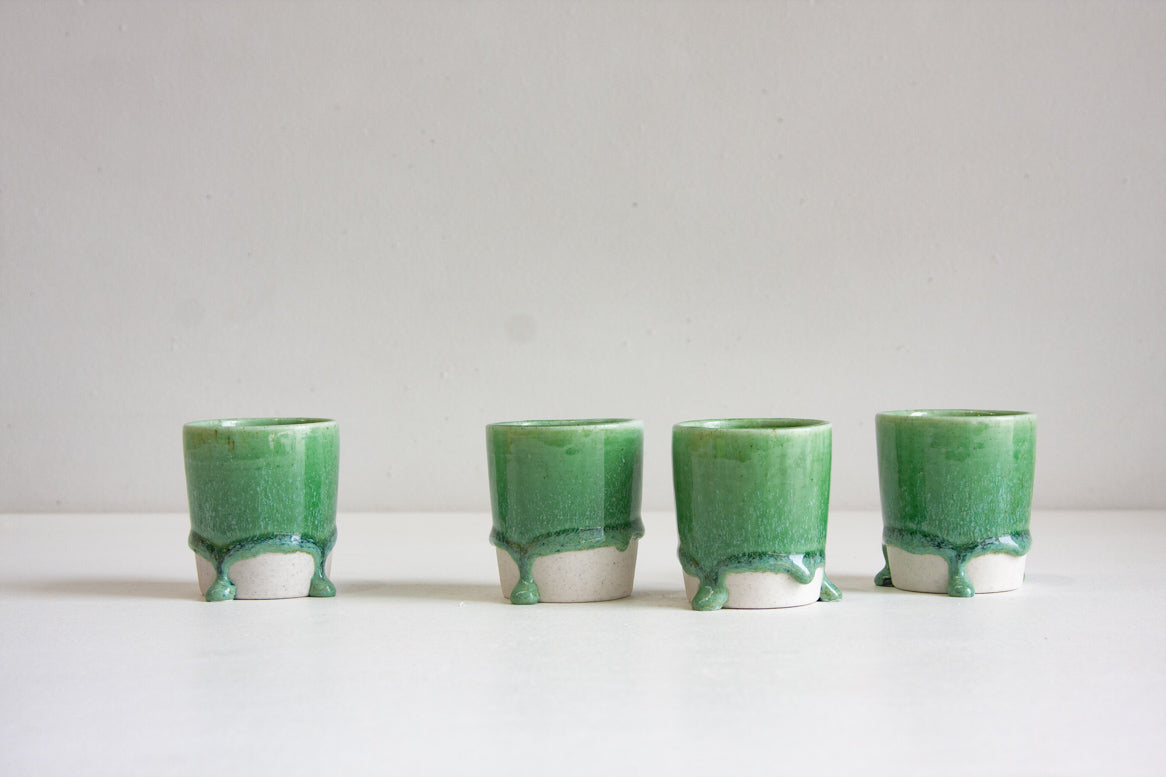 Handmade ceramic green espresso cup