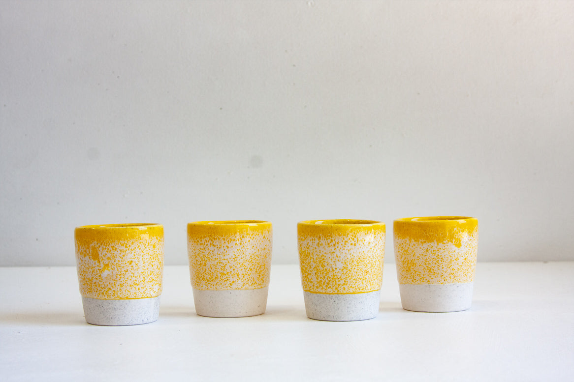 handmade ceramic yellow espresso cup