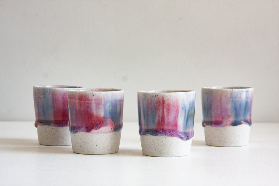 handmade ceramic blue and purple espresso cup
