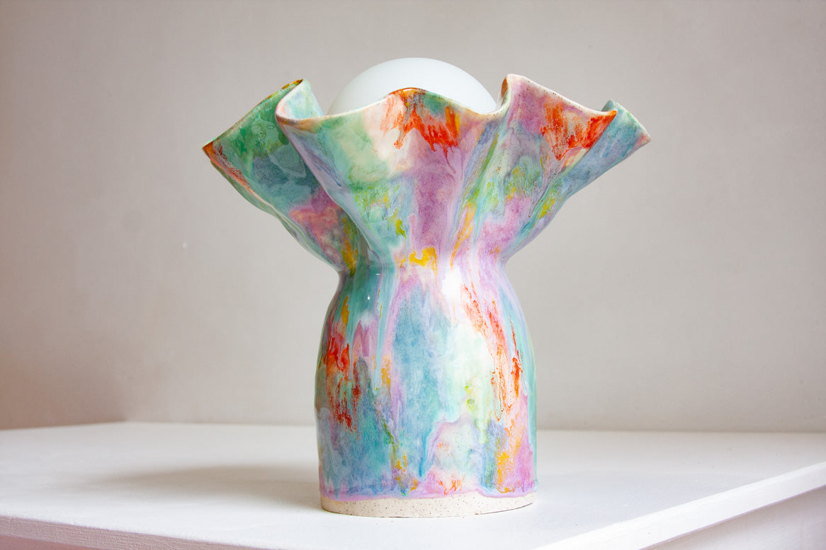 handmade ceramic multicoloured table lamp