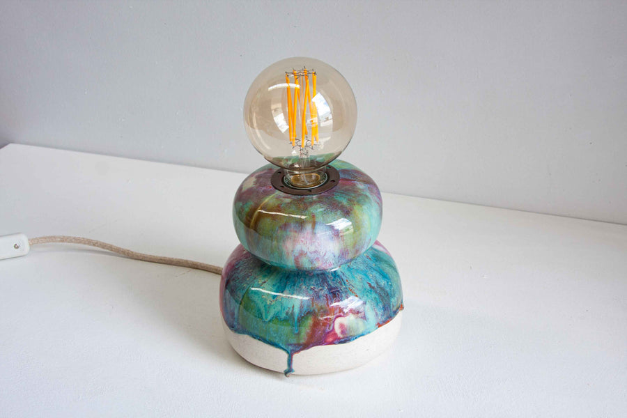 Handmade Ceramic Table Lamp - Rose Pistachio