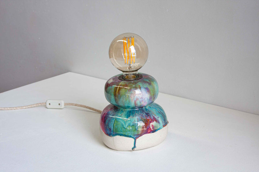 Handmade Ceramic Table Lamp - Rose Pistachio