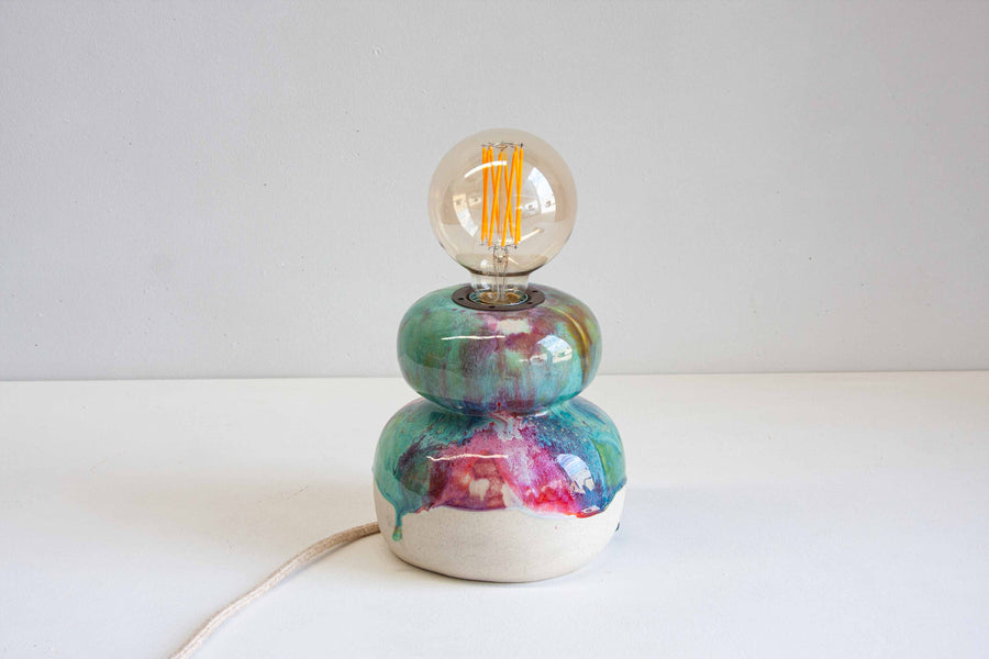 Handmade ceramic multicoloured table lamp 