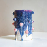 Handmade Ceramic Large Bauble Vase - Blue & Pink