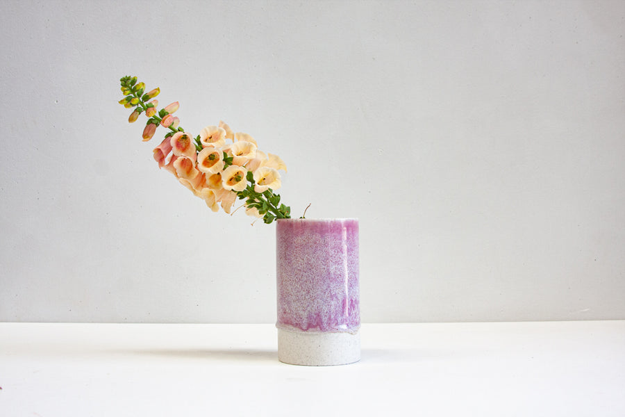 handmade ceramic light purple cylinder vase