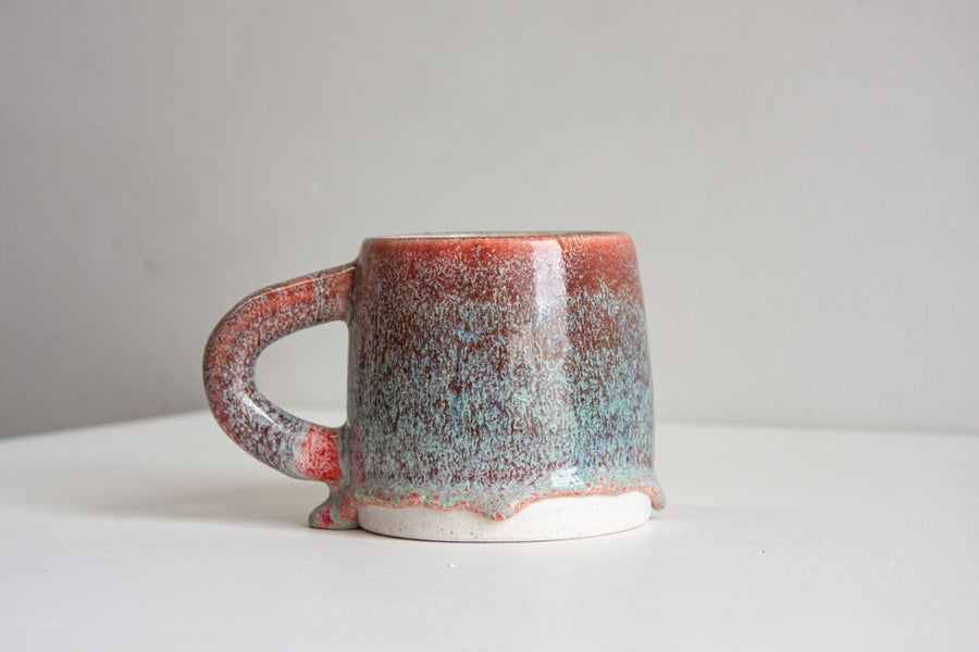 handmade ceramic large mug glazed in blue and red
