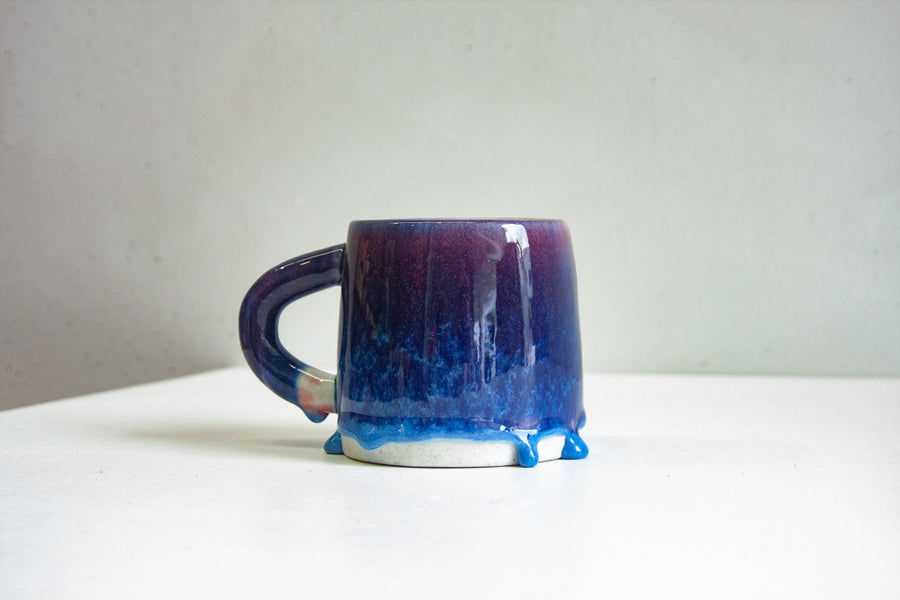 handmade ceramic dark blue and dark pink large mug
