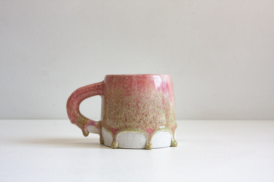 handmade ceramic pink and green large mug