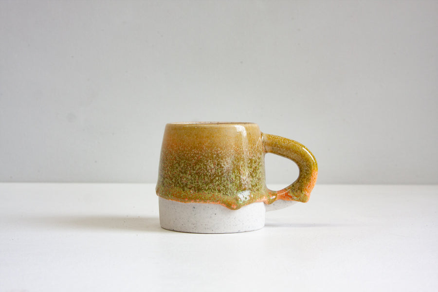 Handmade Ceramic Large Mug - Peach & Moss Green