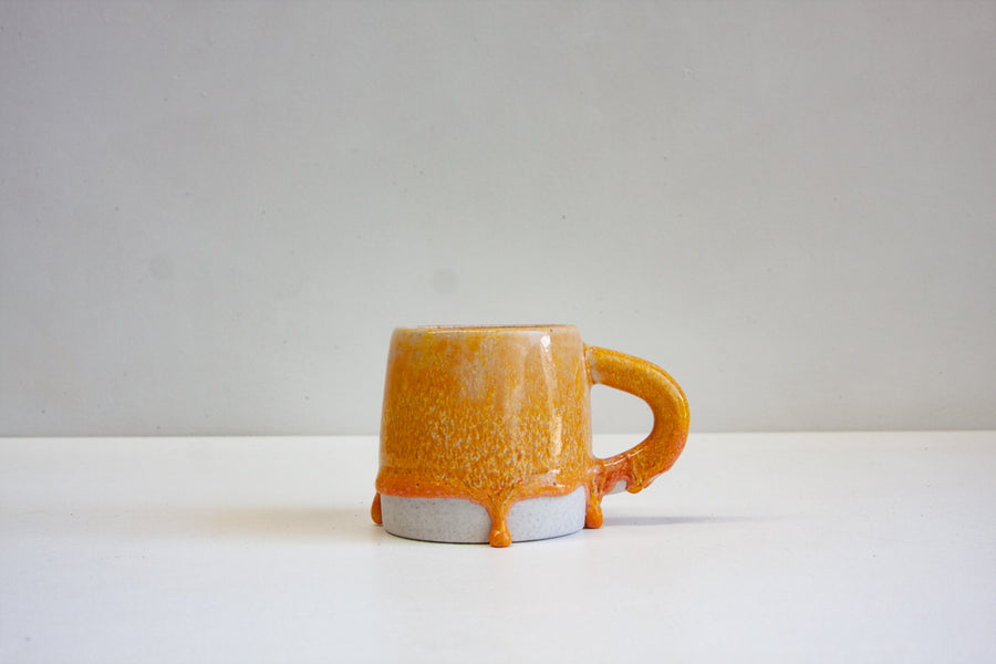 handmade ceramic large peach and yellow mug 