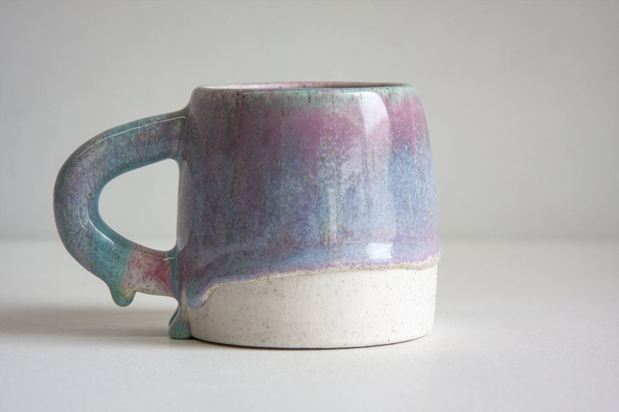 Handmade Ceramic Large Mug - Light Blue & purple