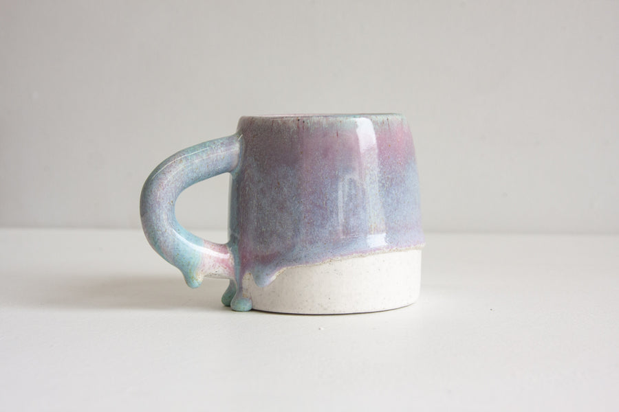 Handmade Ceramic Large Mug - Light Blue & purple