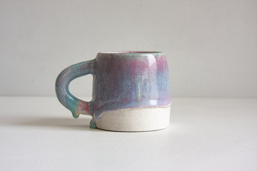 Handmade Ceramic Large Mug - Light Blue & purple