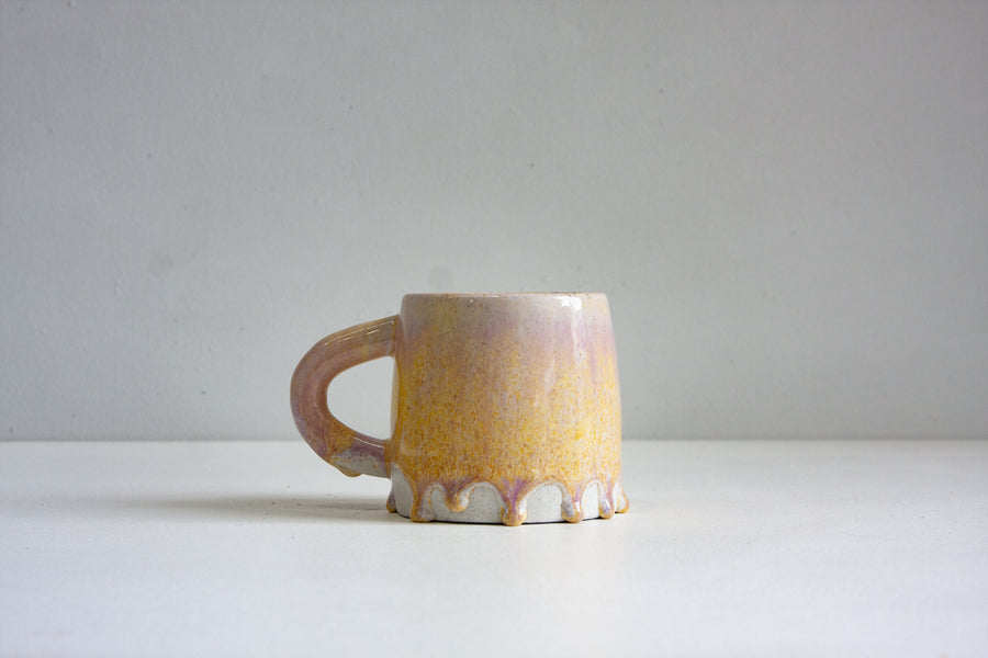 handmade ceramic yellow and purple large mug
