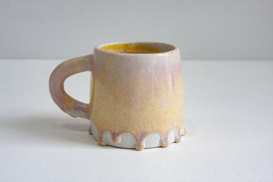 Handmade Ceramic Large Mug - Yellow & Purple