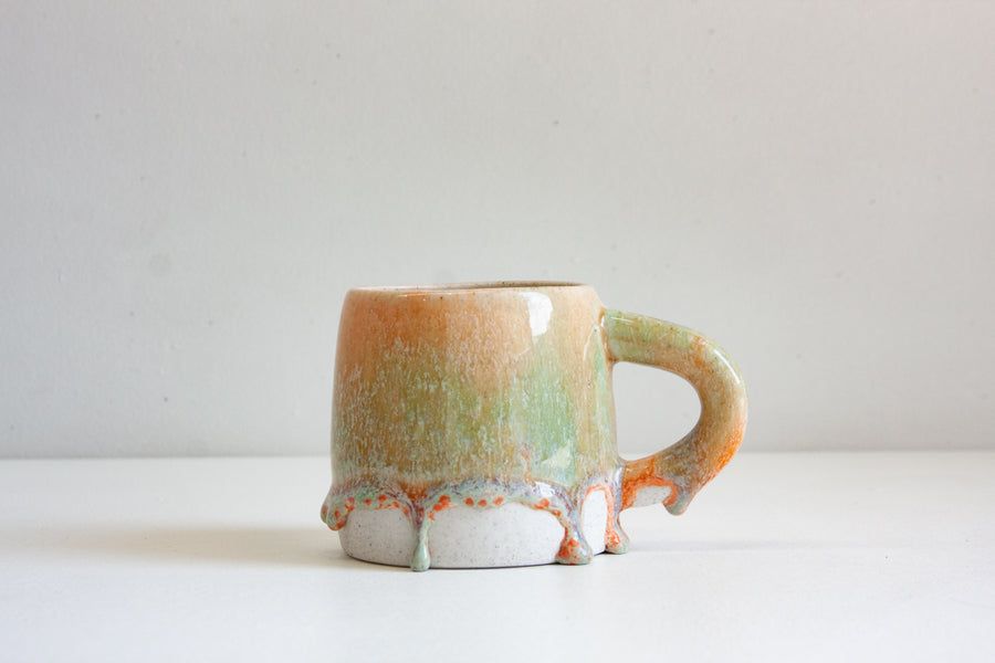 Handmade Ceramic Large Mug - Seafoam Green & Peach