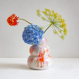 handmade ceramic red, purple, pink sculptural vase