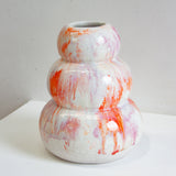 Handmade Ceramic Large Smoosh Vase - Red, Pink, White