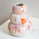 Handmade Ceramic Large Smoosh Vase - Red, Pink, White