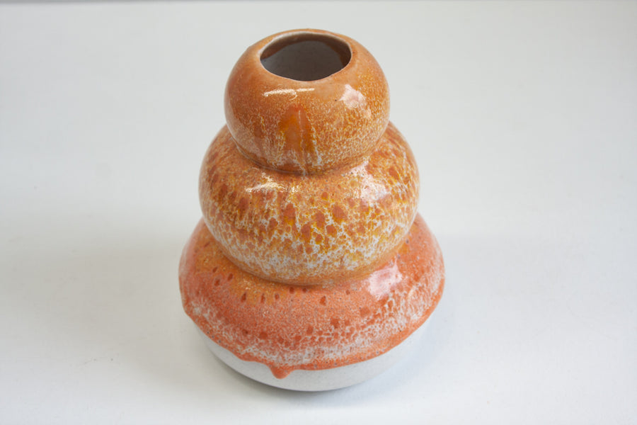 Handmade Ceramic Large Smoosh Vase - Peach & Yellow