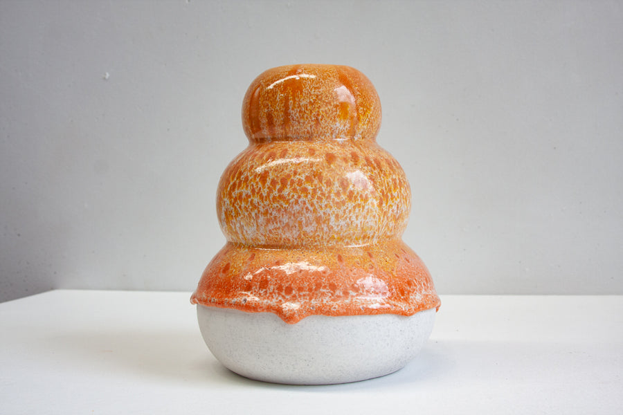 Handmade Ceramic Large Smoosh Vase - Peach & Yellow