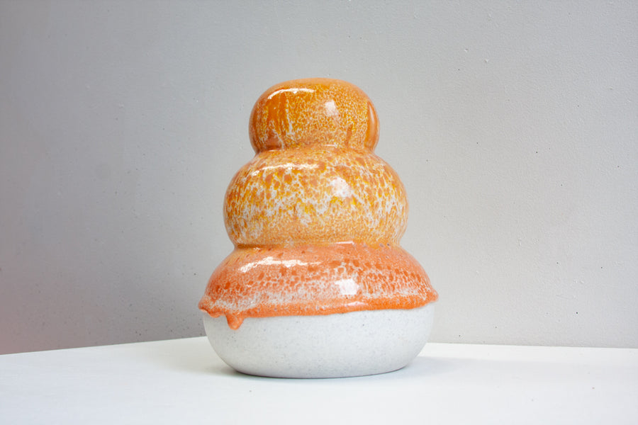 Handmade Ceramic Large Smoosh Vase - Peach & Yellow