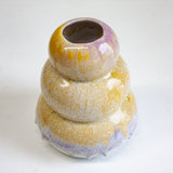 Handmade Ceramic Large Smoosh Vase - Yellow & Purple