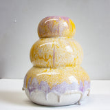 Handmade Ceramic Large Smoosh Vase - Yellow & Purple
