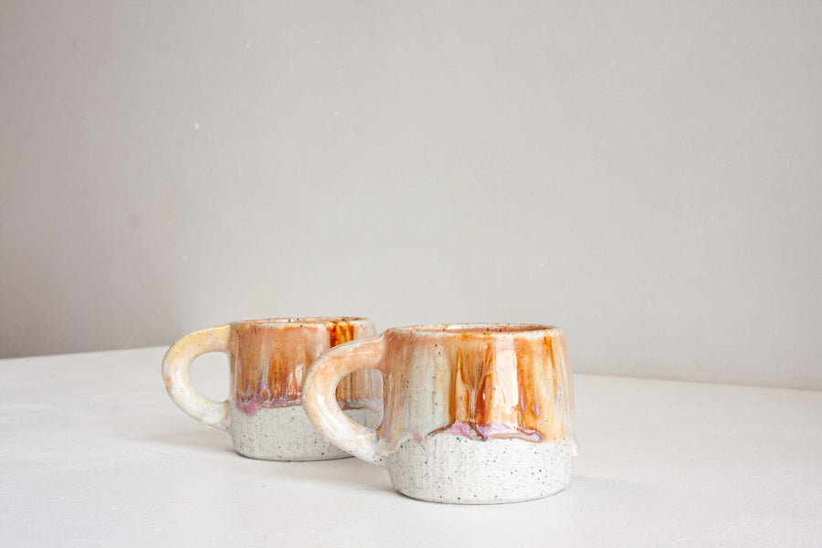 handmade ceramic brown and pink mug