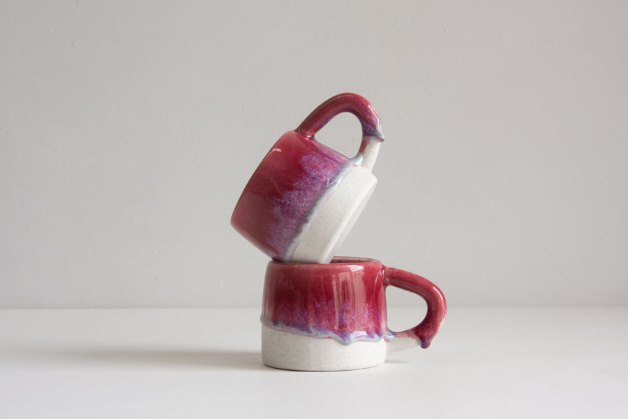 handmade ceramic deep pink mug