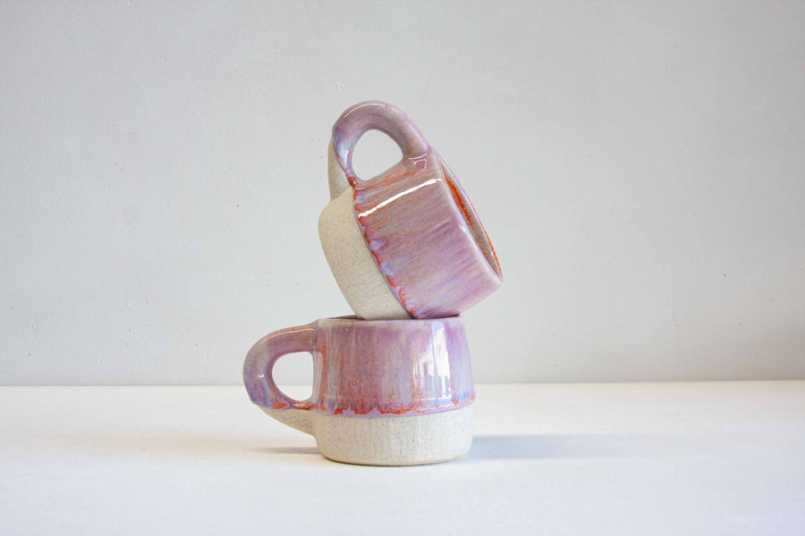 handmade ceramic purple and orange mug