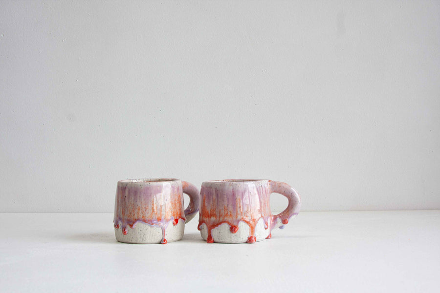 handmade ceramic purple and orange mug