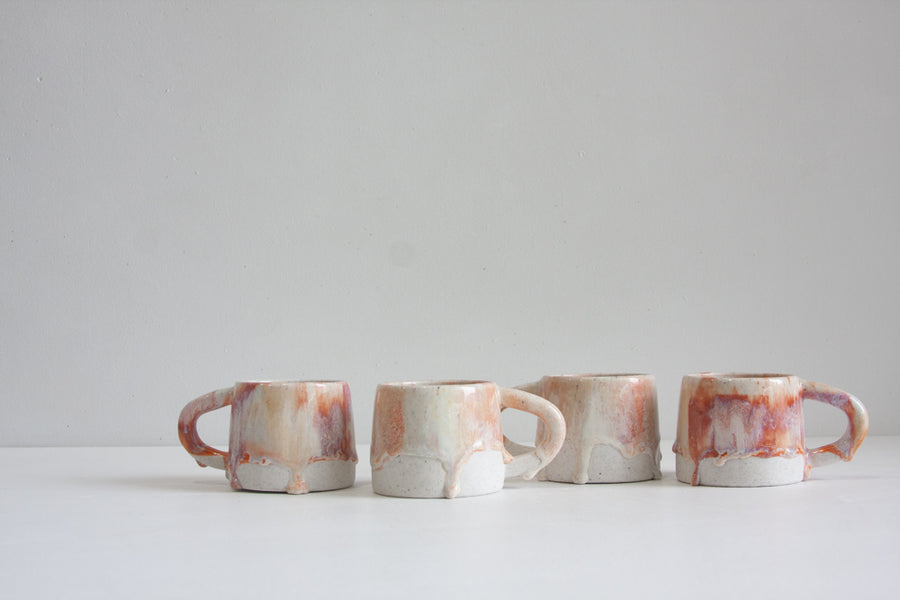 handmade ceramic pink, cream mug