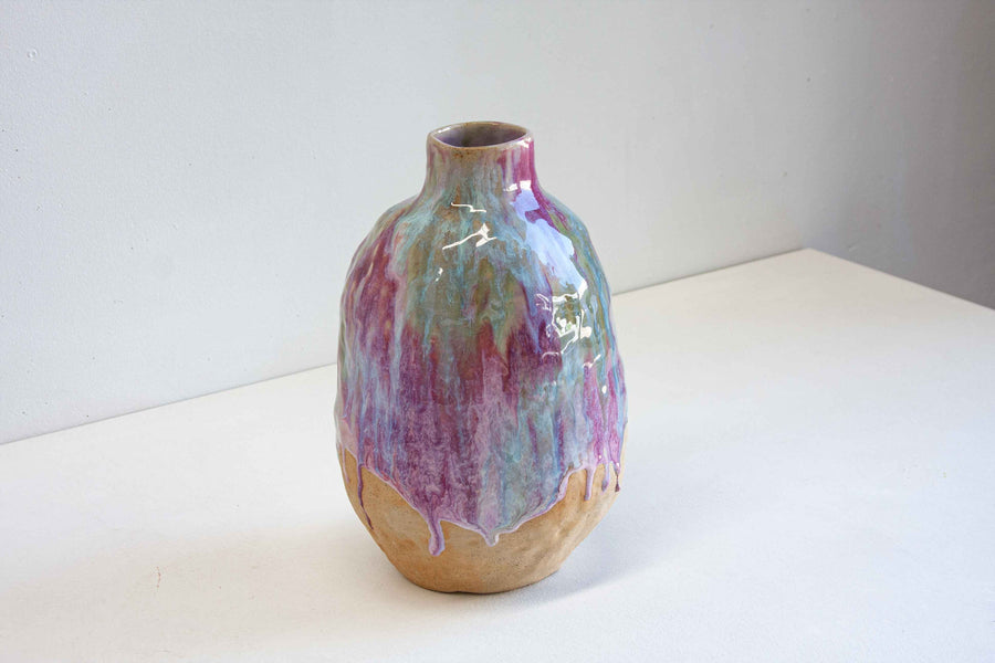 Handmade Ceramic Large Vase - Pinks, Blues and Purples