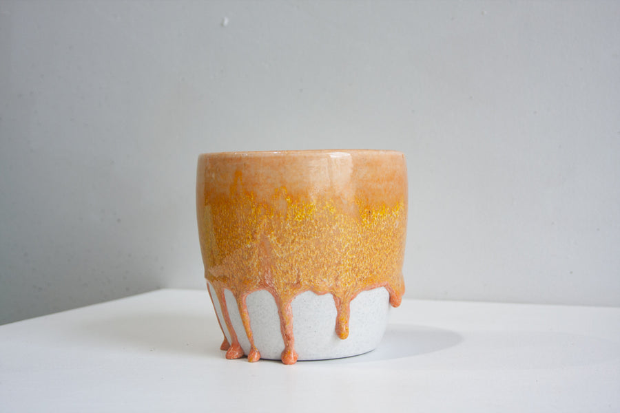 Seconds Sale Handmade Ceramic Classic Planter - Peach & Yellow