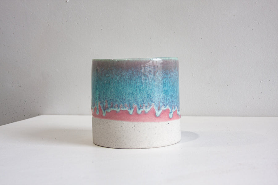 Handmade Ceramic Large Planter - Pink & Blue