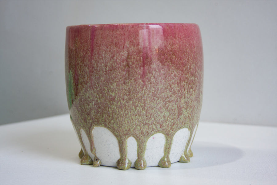 Seconds Sale Handmade Ceramic Classic Planter - Pink & Moss Green